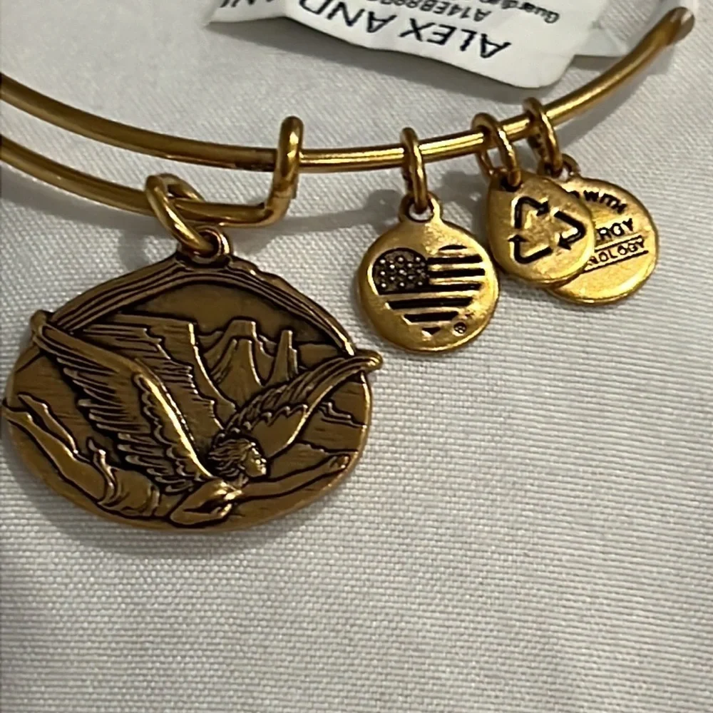Alex and Ani Guardian of Freedom Charm Bangle Gold Finish Bracelet New with Tag